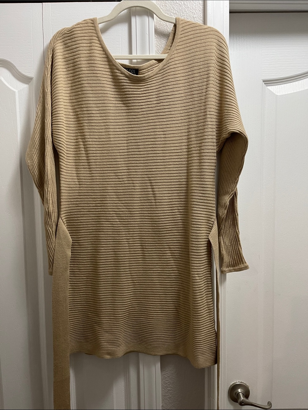 Attitudes by Renee Ribbed Crewneck Tunic in Beige
